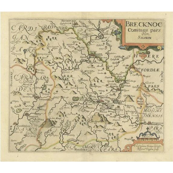 Antique Map of Brecknockshire For Sale