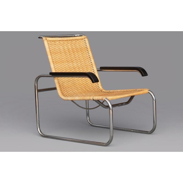 Rattan B35 Cantilever Chair and B64 Viennese Wicker Armchair by Marcel Breuer for Thonet, Set of 2 For Sale - Image 9 of 18