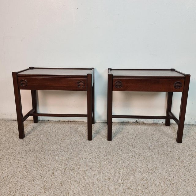 Tan Bedside Tables by Jacques Hauville, 1960s, Set of 2 For Sale - Image 8 of 9