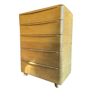 1950s Heywood-Wakefield M522 Encore 5-Drawer Highboy Dresser in Wheat Finish For Sale