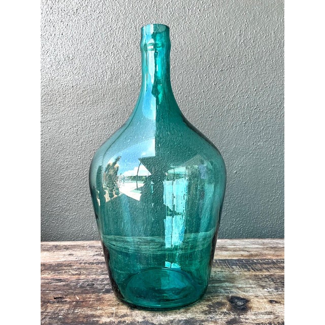 Vintage Teal Glass Demijohn For Sale - Image 12 of 13