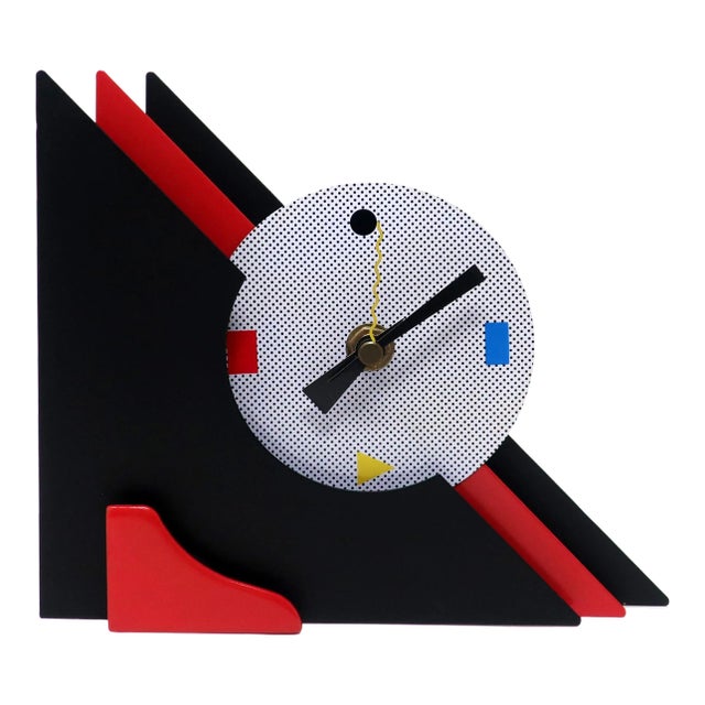 1980s Red & Black Stacked Desk or Mantel Clock For Sale