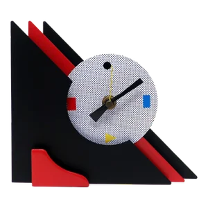 1980s Red & Black Stacked Desk or Mantel Clock