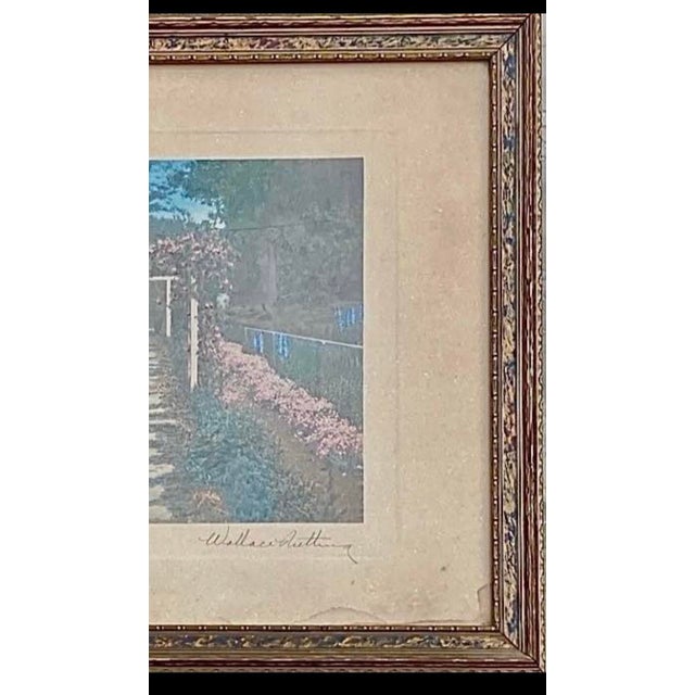 1920s Wallace Nutting’s Hand-Tinted Photograph “A Path Between Flowers” For Sale - Image 4 of 4