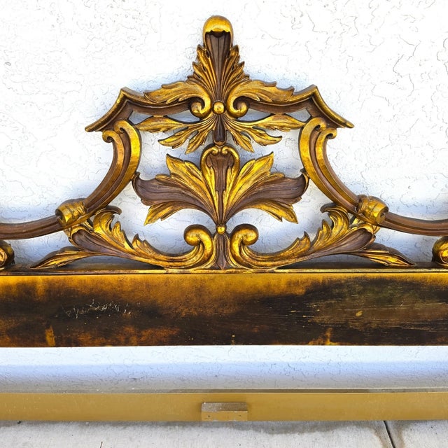 Rococo Vintage French Rococo Louis XV Baroque Gold Gilt Metal King Headboard For Sale - Image 3 of 12
