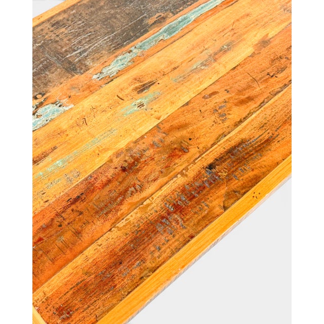 Vintage Industrial Coffee Table with Reclaimed Wood Top from MDesign, 2010s For Sale - Image 6 of 7