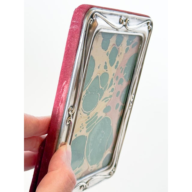 Metal Vintage Sterling Silver Repoussé Picture Frame, Velvet Back For Sale - Image 7 of 9