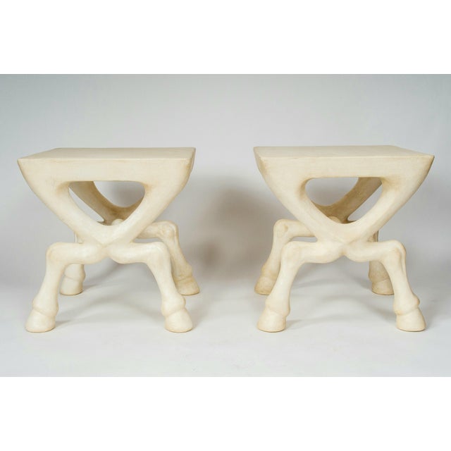 White Late 20th Century John Dickinson Attributed Hoofed Side Tables - a Pair For Sale - Image 8 of 12