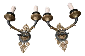Empire Sconces in Gilt and Patinated Bronze, Set of 2