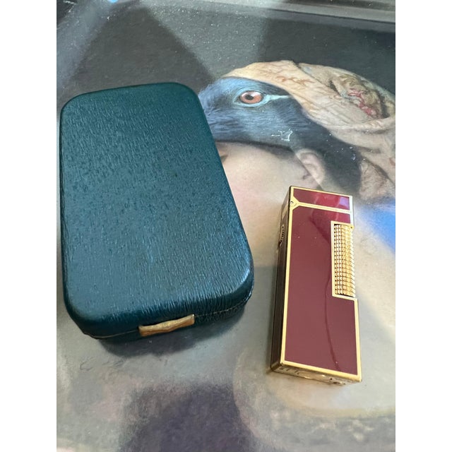 Circa 1980s Vintage Dunhill Gold-Plated & Red Lacquer Swiss