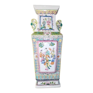 Late 19th Century Chinese Guangxu Period Wucai Style Twin Handled Vase