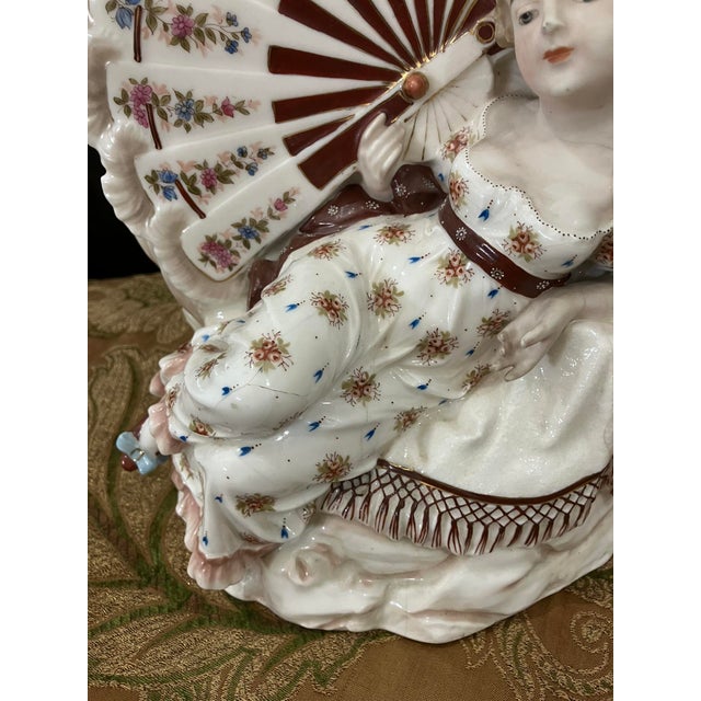 Exquisite Antique KPM Berlin Porcelain Figurine Lady With Fan & Cherub R. Moller For Sale - Image 17 of 17