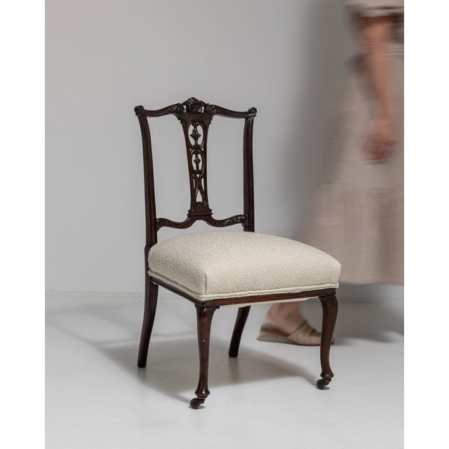 19th Century 19th Century France Chippendale Cream Wood Lounge Chair For Sale - Image 5 of 11
