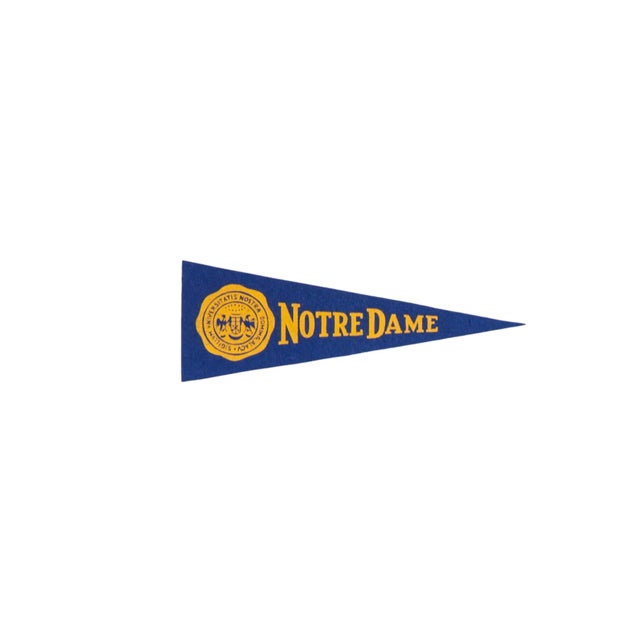 Mid-Century Modern Vintage Notre Dame Felt Flag For Sale - Image 3 of 3