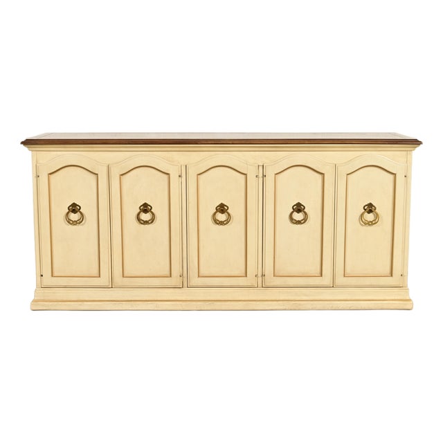 Drexel French Provincial Louis XV Cream Lacquered Sideboard Credenza, 1960s For Sale