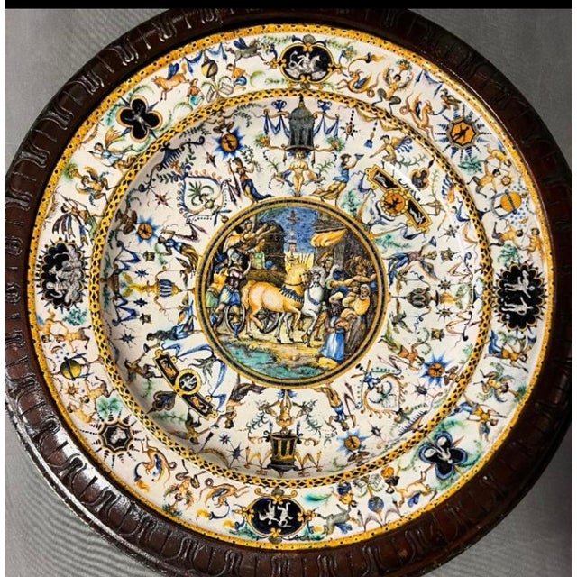 Large porcelain plate measuring 47 cm. in diameter, with the frame 58.5 cm. total height 6 cm. perfect state . Cantagalli,...