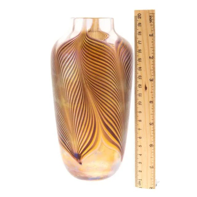 Iridescent Hand Blown Studio Glass Vase by Keith Bowlby in the style of Loetz For Sale - Image 3 of 4