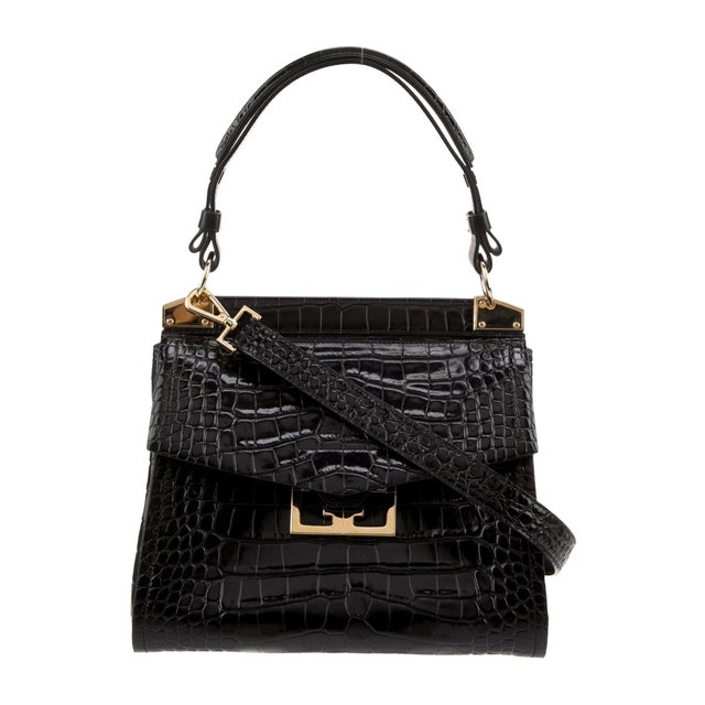 Art Deco 2020s Givenchy Embossed Leather Shoulder Bag Top Handle Mystic Mini Croc-Embossed, Attributed For Sale - Image 3 of 14