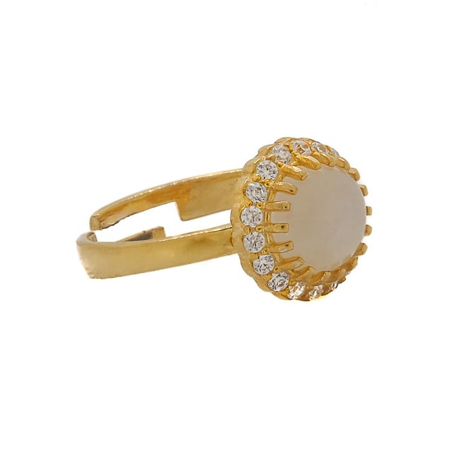 Early 21st Century Moon Gemstone Gold & Diamond Statement Ring, Size 8 For Sale - Image 5 of 8