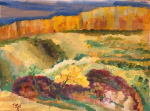 1940s Jennings Tofel Expressionist Gouache Landscape Painting