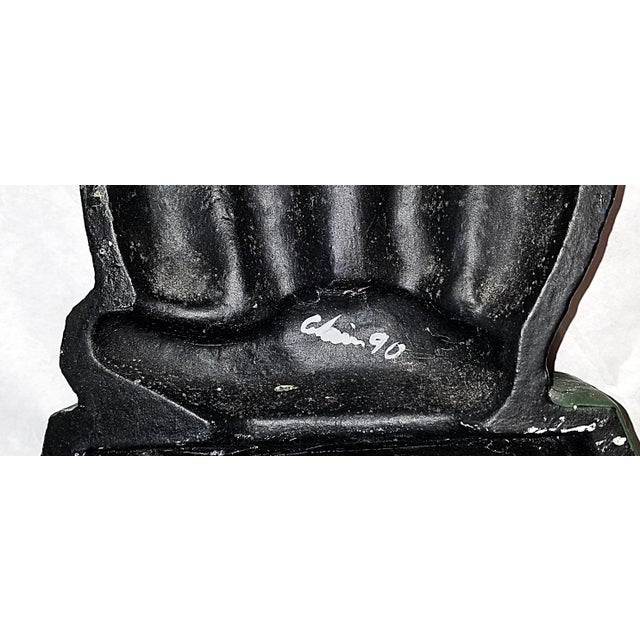 Metal 1990s Cast Iron Tuxedo Cat Doorstop From Canada For Sale - Image 7 of 7