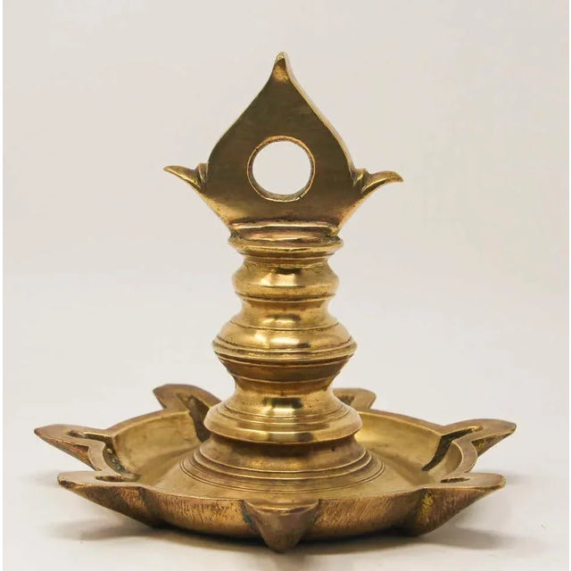 Brass Brass Oil Lamp Traditional Temple Religious Asian Hindu Diya Art India 1900 For Sale - Image 8 of 13