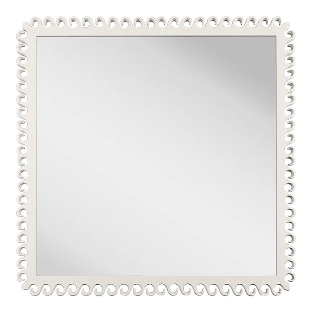 Fleur Home Carnival Gras Square Mirror in White Dove, 38x38 For Sale