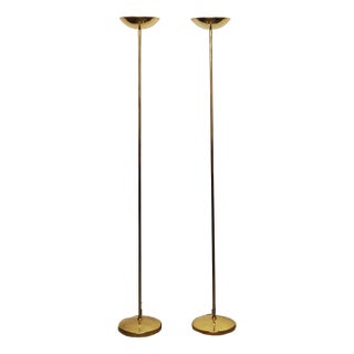 Tall Brass-Plated Adjustable Up-Lights, 1980s, Set of 2 For Sale