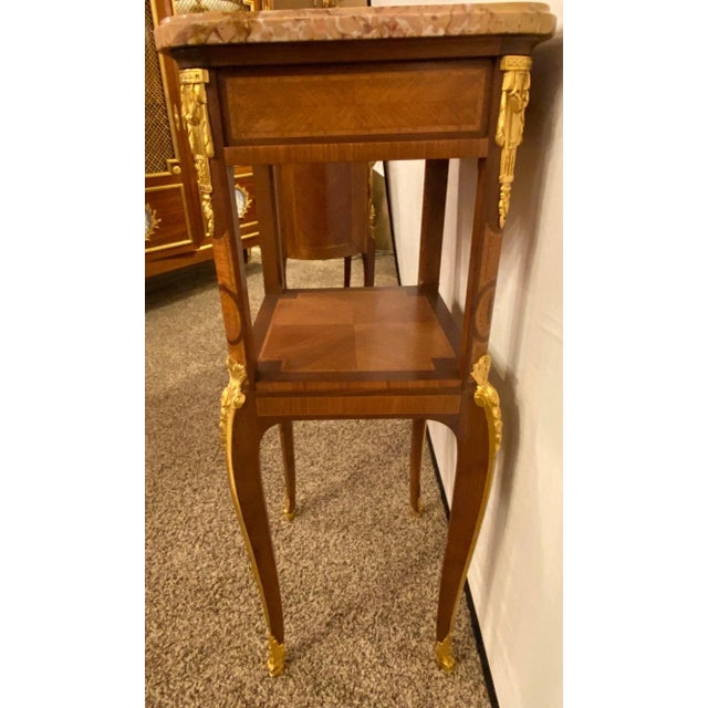 Bronze Louis XV-XVI Style Marble-Top Side Table End Table Pedestal, Transitional For Sale - Image 8 of 13