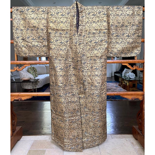A Noh costume made from magnificent silk twill brocade woven with metallic gold threads circa 1930s. The robe is...