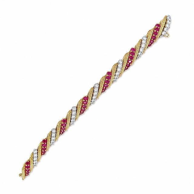 Modern Late 20th Century Hammerman Brothers 18k Ruby and Diamond Bracelet For Sale - Image 3 of 4