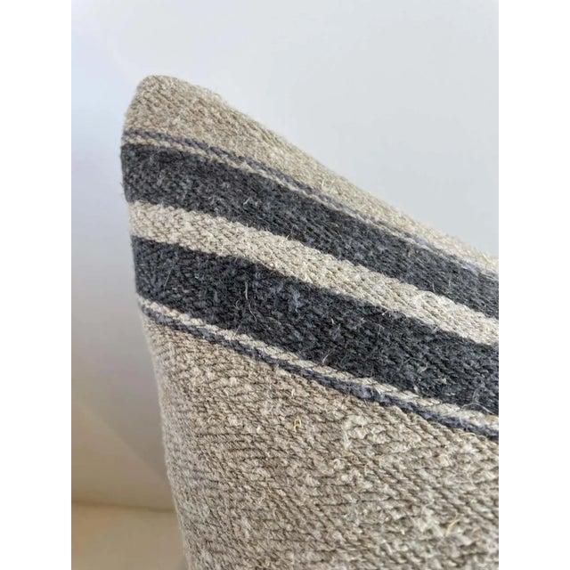 Vintage European Grain Sack Pillow With Insert For Sale - Image 4 of 7
