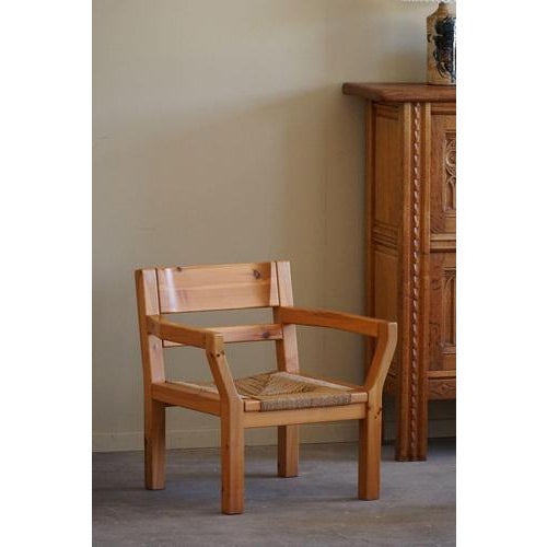 Set of Brutalist Modern Danish Chairs in Pine & Cord from Tage Poulsen, 1972 For Sale - Image 3 of 18