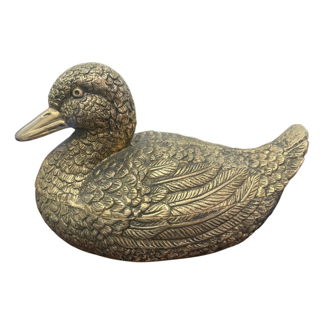 Vintage Gucci Brass Figural Duck Lidded Box, 11.5” For Sale