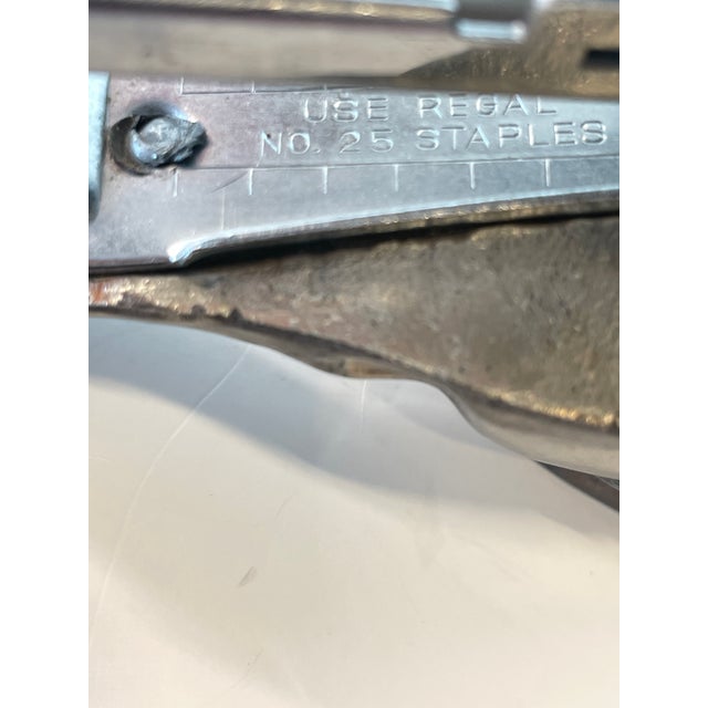 Vintage Ted Arnold Ltd. Brass Washed Horse Head Stapler on Walnut Stand For Sale - Image 10 of 12