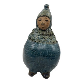 Modern Clay Folk Art Female Figure Unsigned For Sale