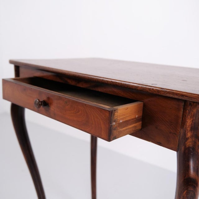 Wood Mahogany Side Table with Drawer and Curved Legs, 1910 For Sale - Image 7 of 11