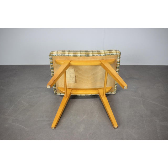 Wood Mid-Century Upholstered Ottoman, Former Czechoslovakia, 1970s For Sale - Image 7 of 9