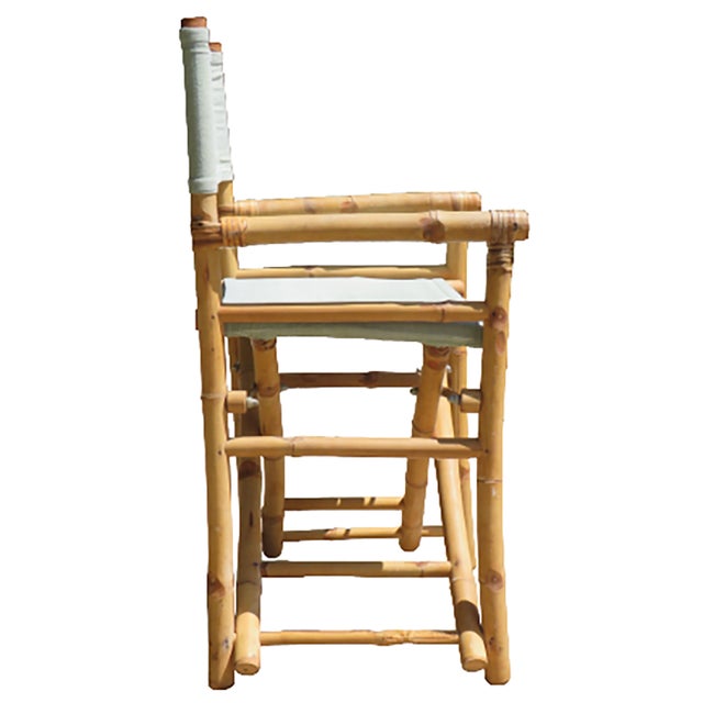 Modern Bamboo & Canvas Folding Deck / Director's Chair For Sale - Image 3 of 6
