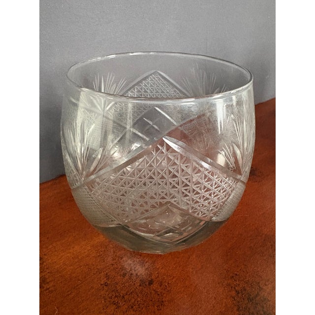Glass Vintage Czech Bohemia Hand Cut Crystal Stemless Cordial Cocktail Glasses- Set of Four For Sale - Image 7 of 9