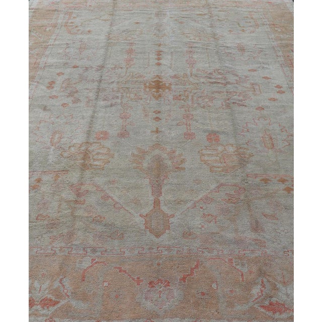 Antique Turkish Large Oushak Rug in Taupe, Light Green and Light Copper For Sale - Image 4 of 12
