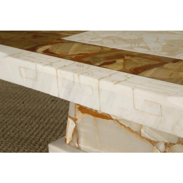 Vintage Italian Tessellated Onyx Coffee Table With Etched Stone Inset, 1970s For Sale - Image 13 of 18