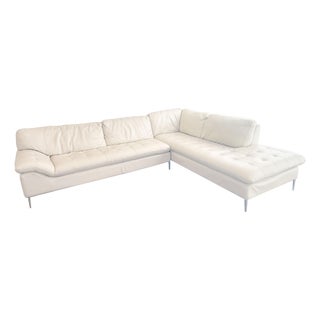 Modern Pebble Grain Leather Sectional Sofa With Right Facing Chaise For Sale