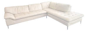 Modern Pebble Grain Leather Sectional Sofa With Right Facing Chaise