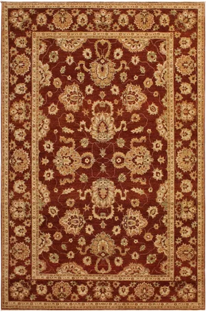 1990s Shabby Chic Kafkaz Rust/Tan Wool Rug -9'2 X 12'2