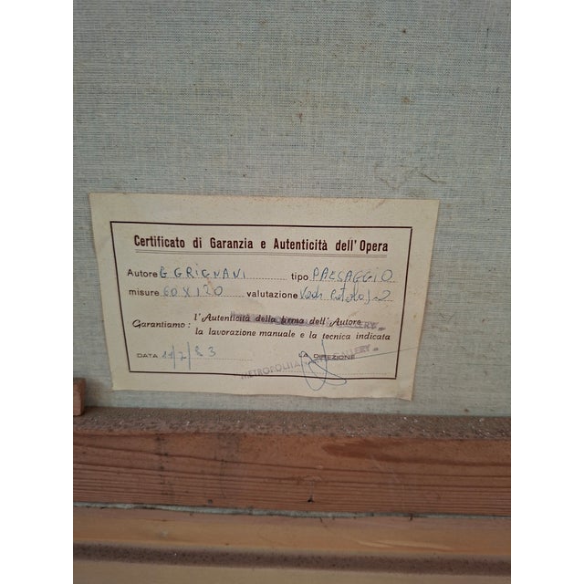 1980s G. Grignani, Landscape with Bridge, 1983, Oil on Canvas, Framed For Sale - Image 5 of 9