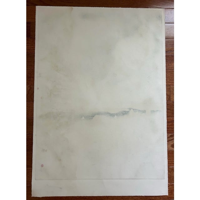 Sky Blue Vintage Original Colored Etching of Two Men on Trapeze For Sale - Image 8 of 8