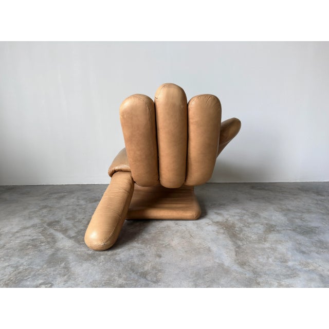 Animal Skin Vintage Postmodern Cantilever Leather Hand Chair For Sale - Image 7 of 11