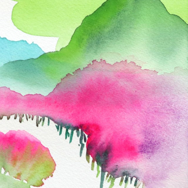 Rainbowland Forest - Original Fantasy Woodland Watercolor Painting on Paper For Sale - Image 4 of 7