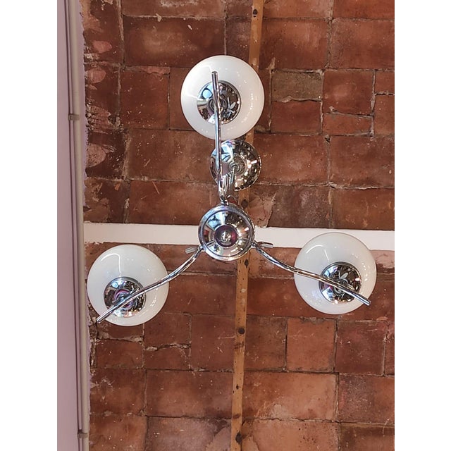 Art Deco Chrome Chandelier, 1930s For Sale - Image 4 of 6